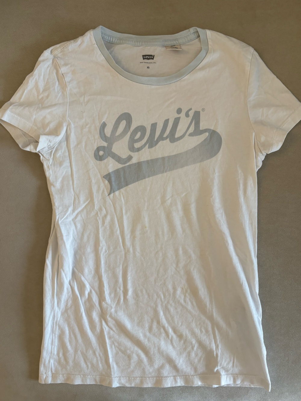 Levi's White Tee with Light Blue Logo
